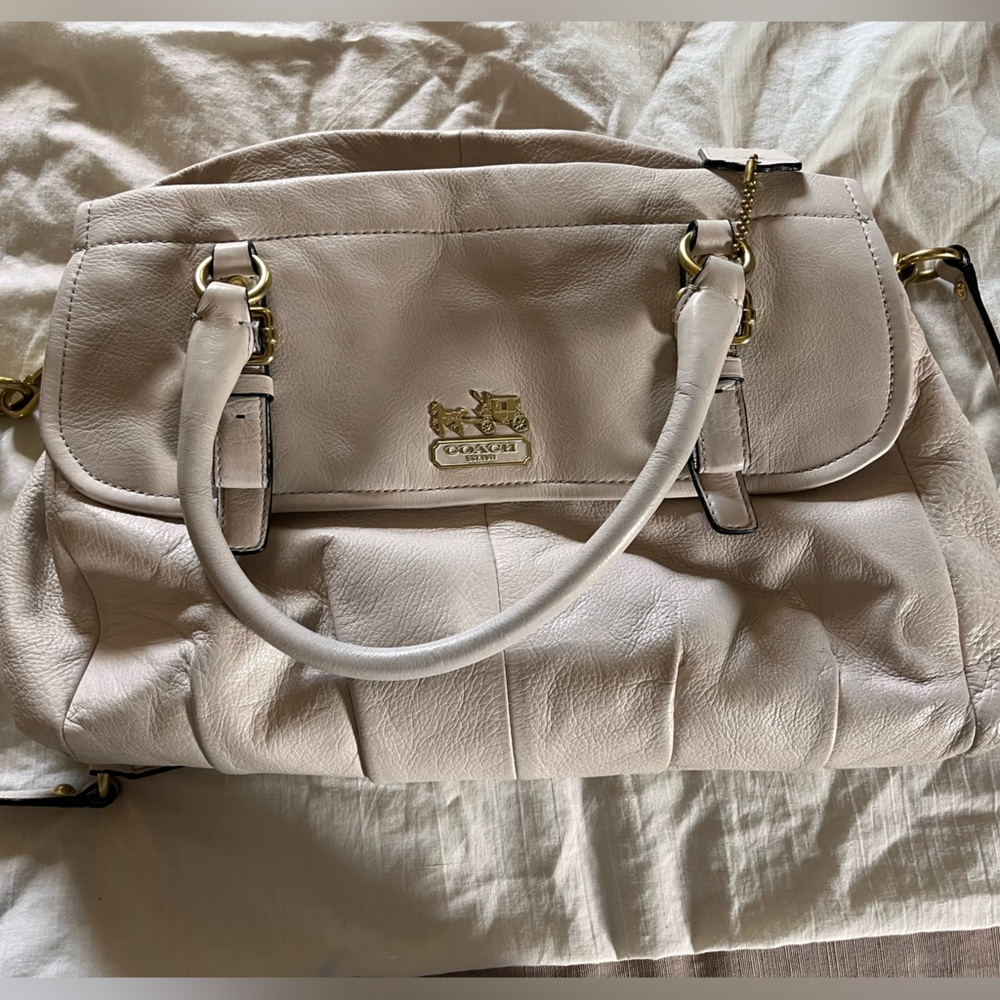 White leather Coach purse